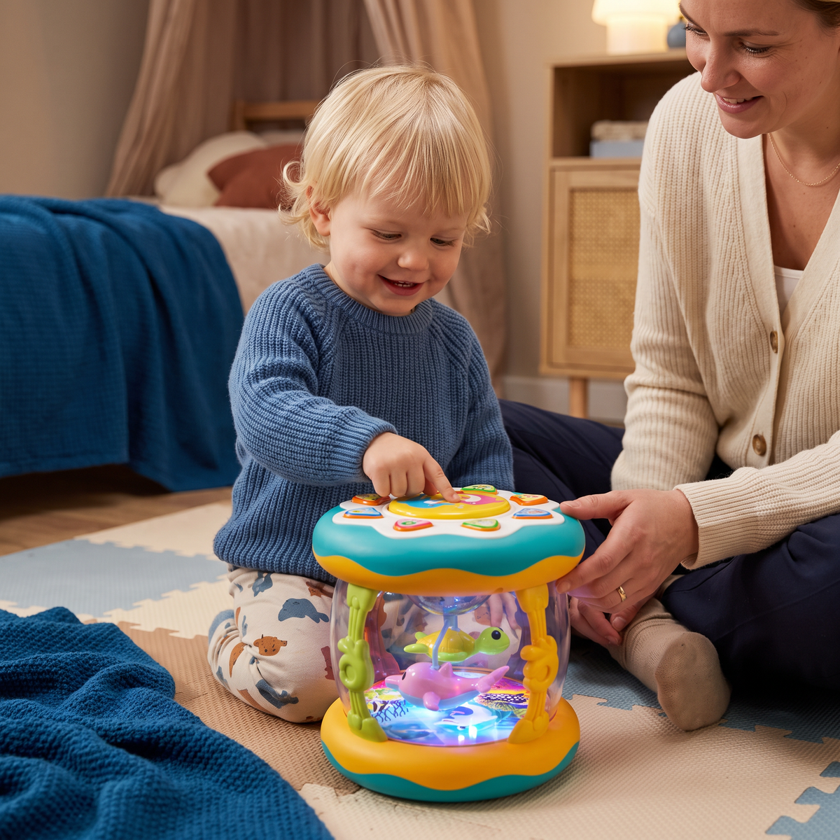 Interactief muziekspeelgoed met licht – Montessori-sensorisch speelgoed met rustgevende slaapliedjes