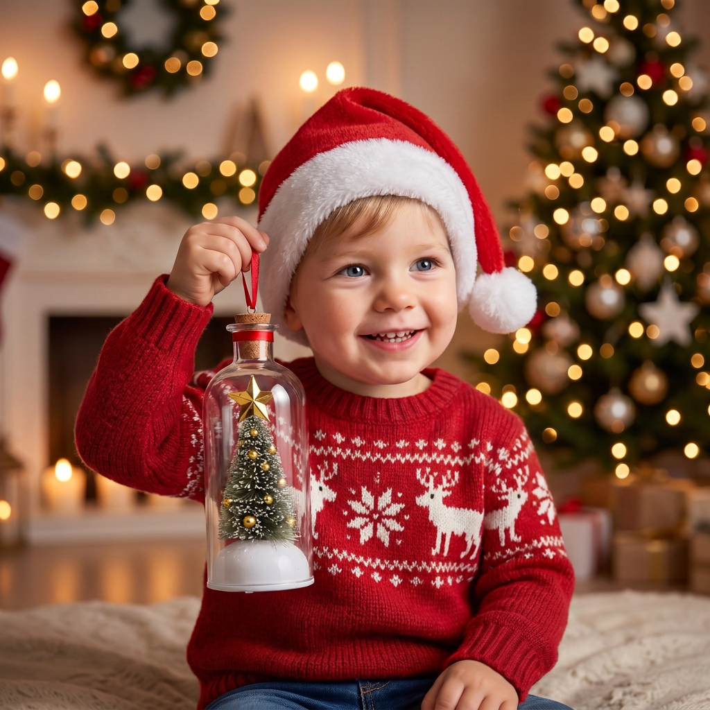 Opneembare Kerstboodschap in een Fles als Hanger met Spraakweergave