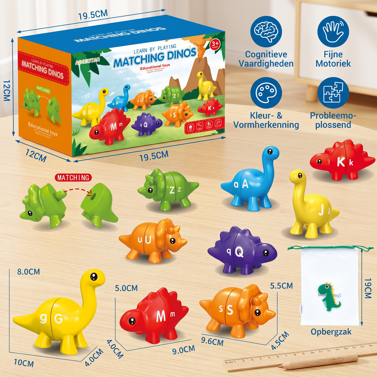 Educatieve Montessori-Kleurendinosaurussen Sorteerspel