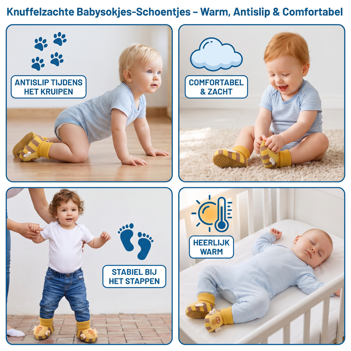 Knuffelzachte Babysokjes-Schoentjes – Warm, Antislip & Comfortabel
