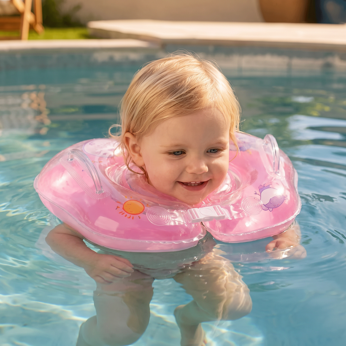 Aufblasbarer Baby-Nackenschwimmring mit Doppel-Luftkammer