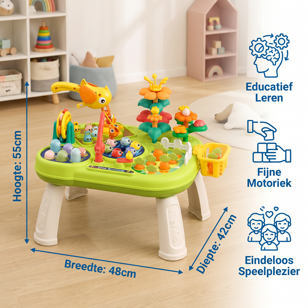 Multifunctionele Speeltafel voor Kinderen met Veelzijdige Speelstations