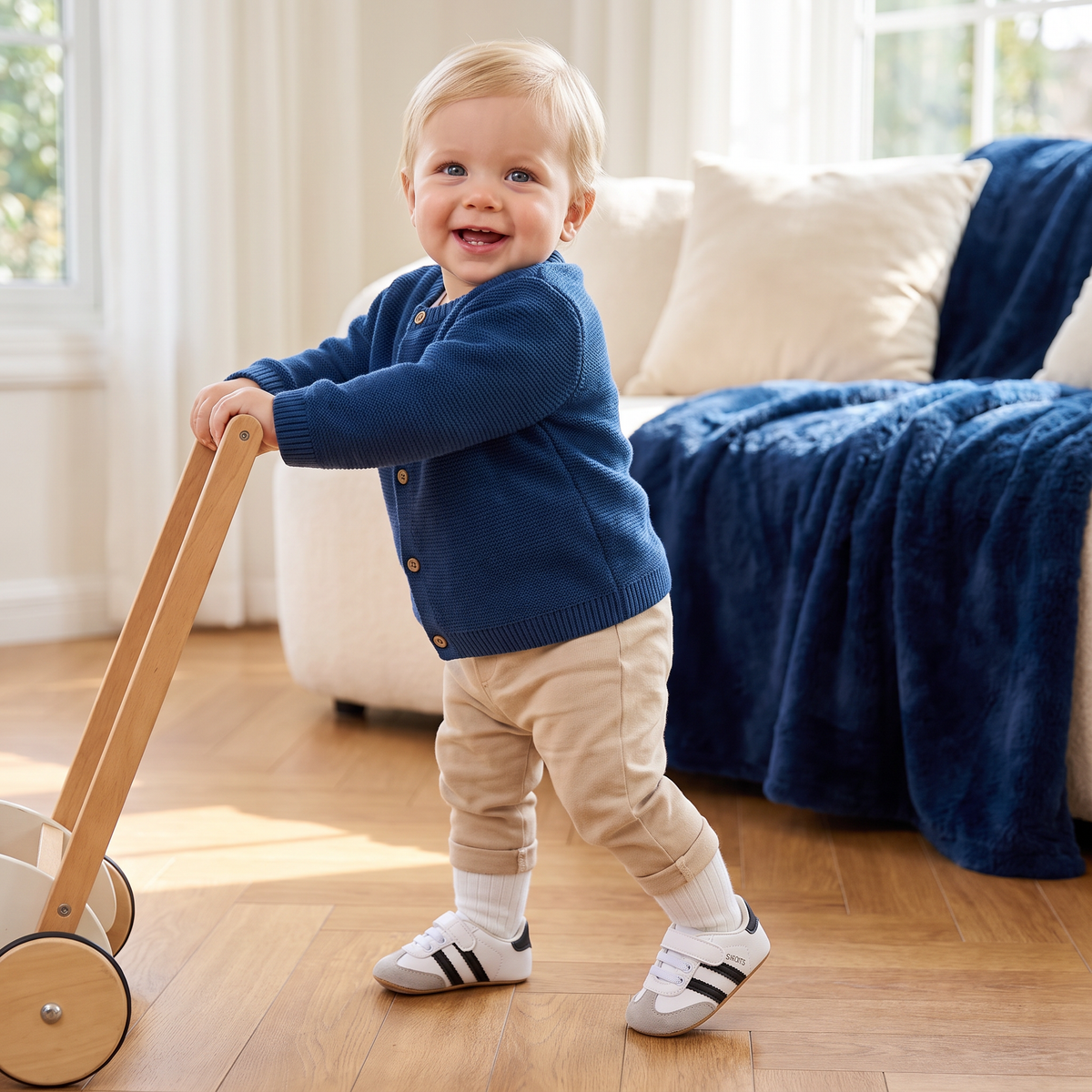 Klassieke Retro-Babysneakers – Eerste Loopschoentjes met Zachte Zool