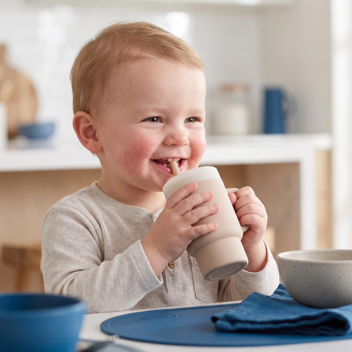 Lekvrije Siliconen Drinkbeker met Rietje voor Peuters