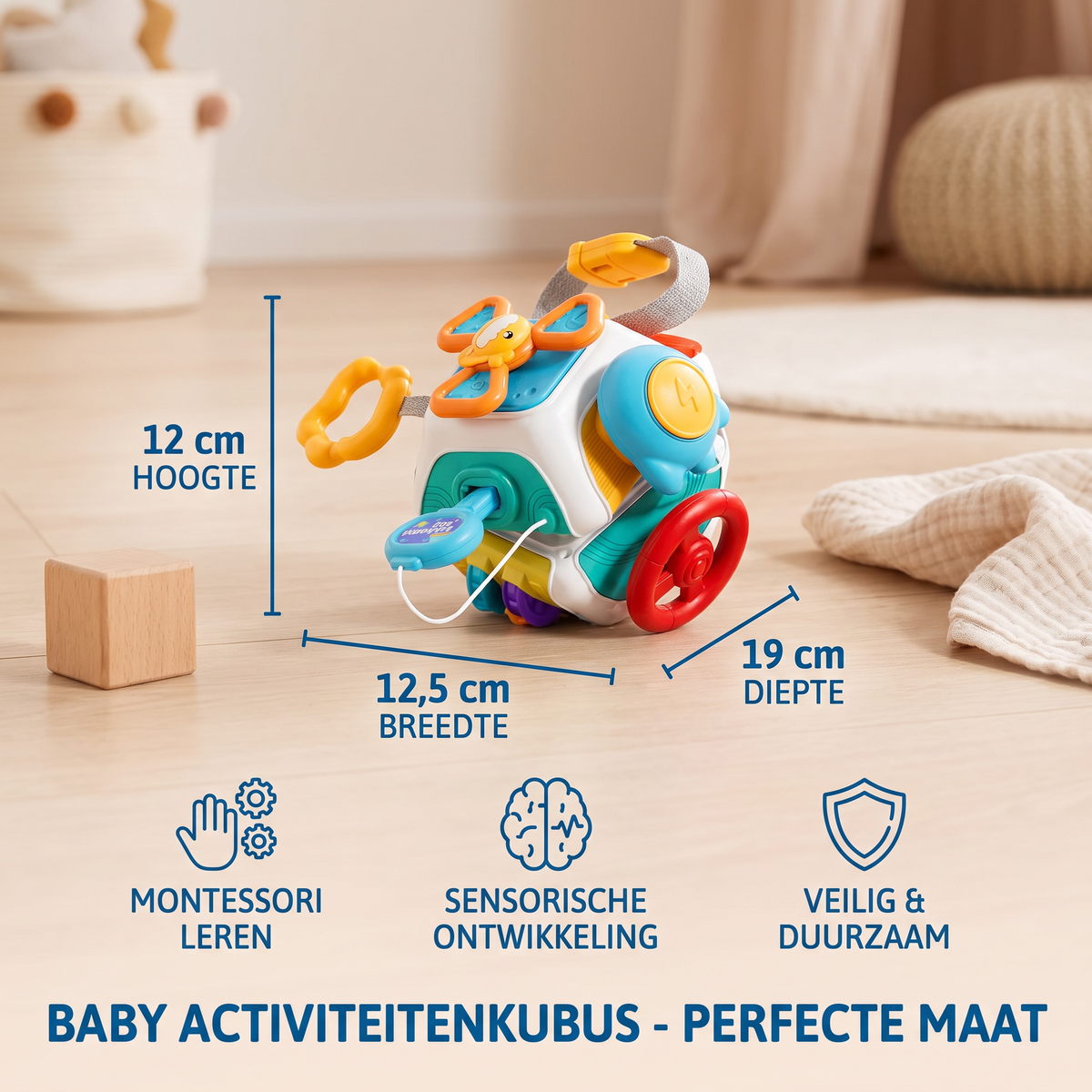 Baby Activiteitenkubus met 10 Activiteiten – Montessori Sensorisch Leerspeelgoed