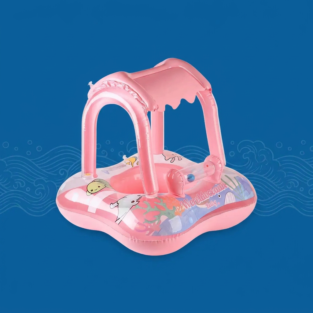 Opblaasbare Baby Zwemband met Zonnedak & Oceaanmotief
