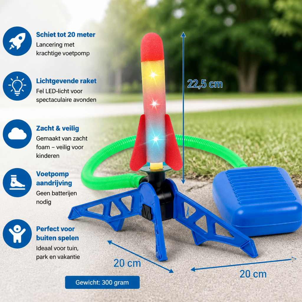 Kinder Raketlanceerder Met Voetpomp – Lichtgevend Outdoor Luchtdruk Speelgoed