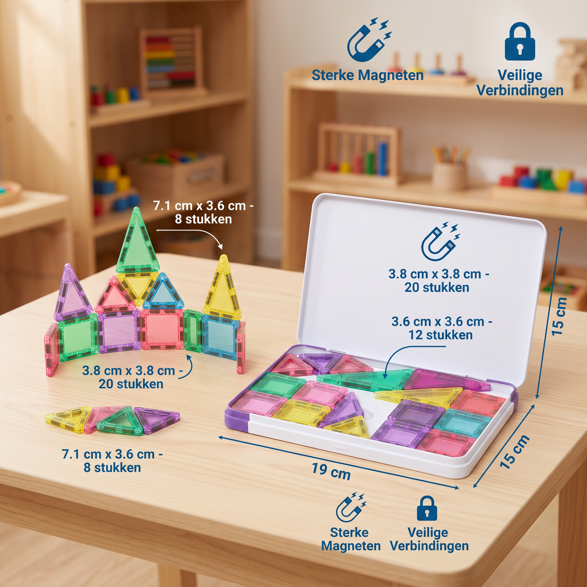 Compacte Magneetplaatjes – 40-Delige Montessori-Reisset
