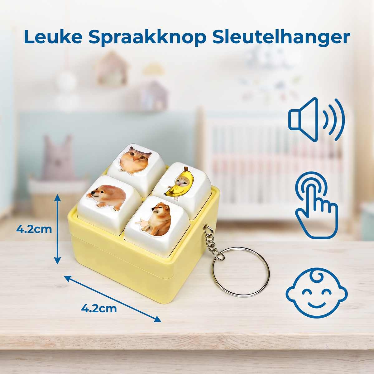 Leuke Spraakknop Sleutelhanger met Interactieve Geluidseffecten