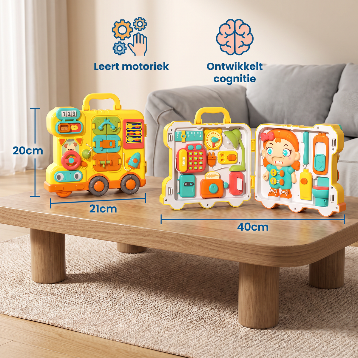 Kinder Bus Busy Board Speelgoed met Activiteiten en Pop