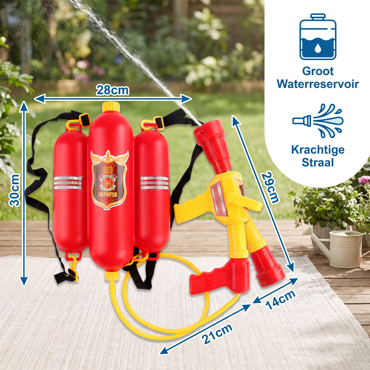 Feuerwehrmann-Rucksack mit Wasserpistole für Kinder