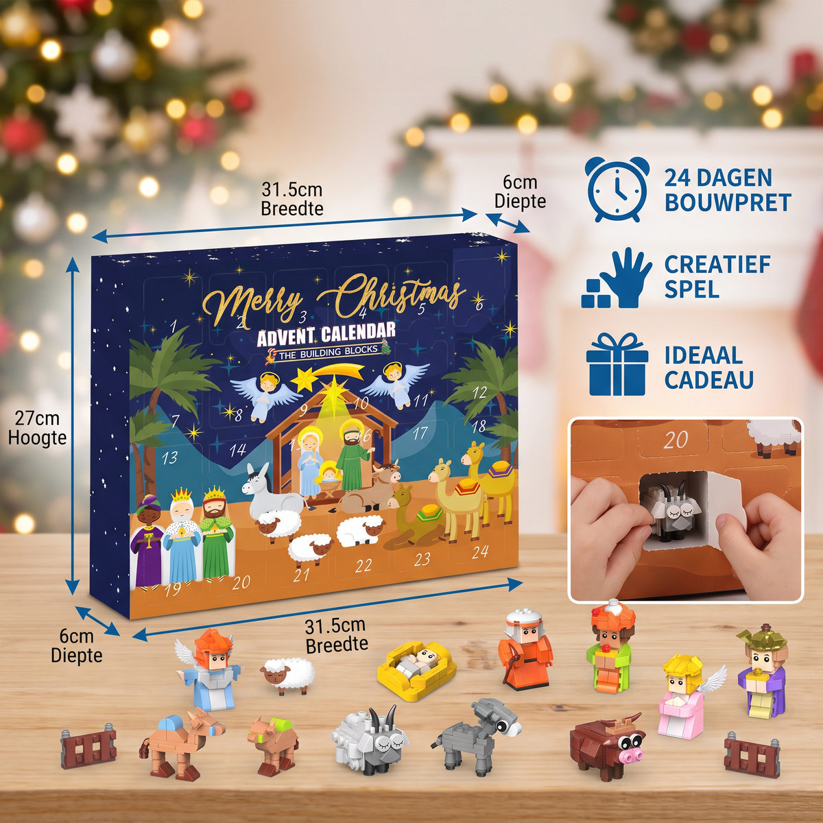 Kerststal-Bouwstenen-Adventskalender voor Kinderen