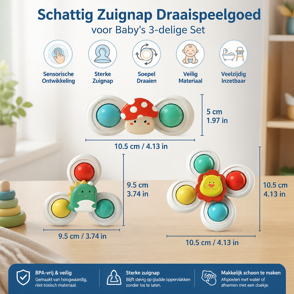 Schattig Zuignap Draaispeelgoed voor Baby’s 3-delige Set