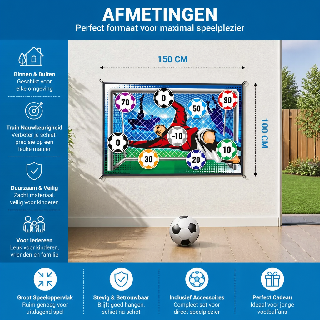 Kleefbare Voetbal Doelschietwand – Indoor & Outdoor Trainings- en Spelset