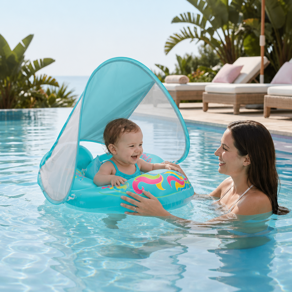 Babyzwemband met Zonbescherming – Opblaasbare Zitband voor Veilig Waterplezier
