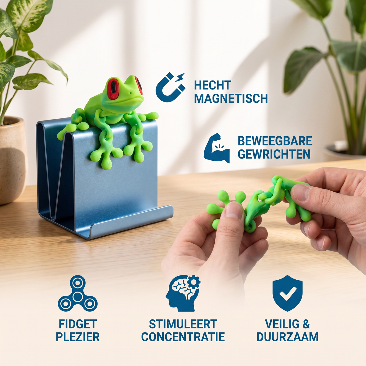 3D-geprint magnetisch flexibel kikker-fidgetspeelgoed