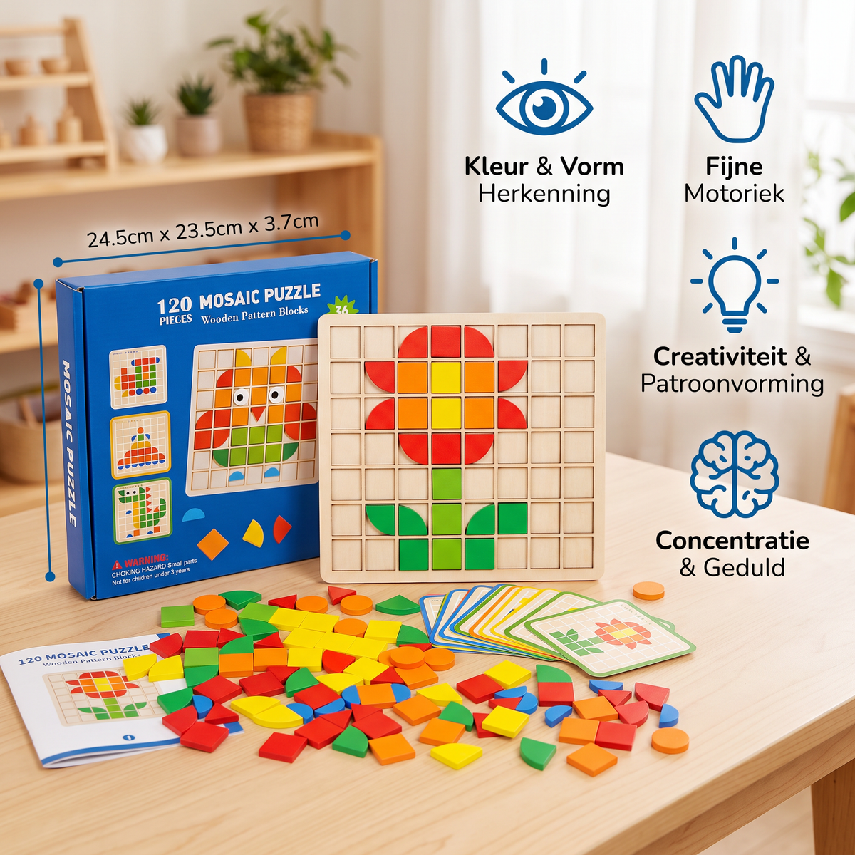 Montessori Mozaïekpuzzel voor Kleuren en Vormen