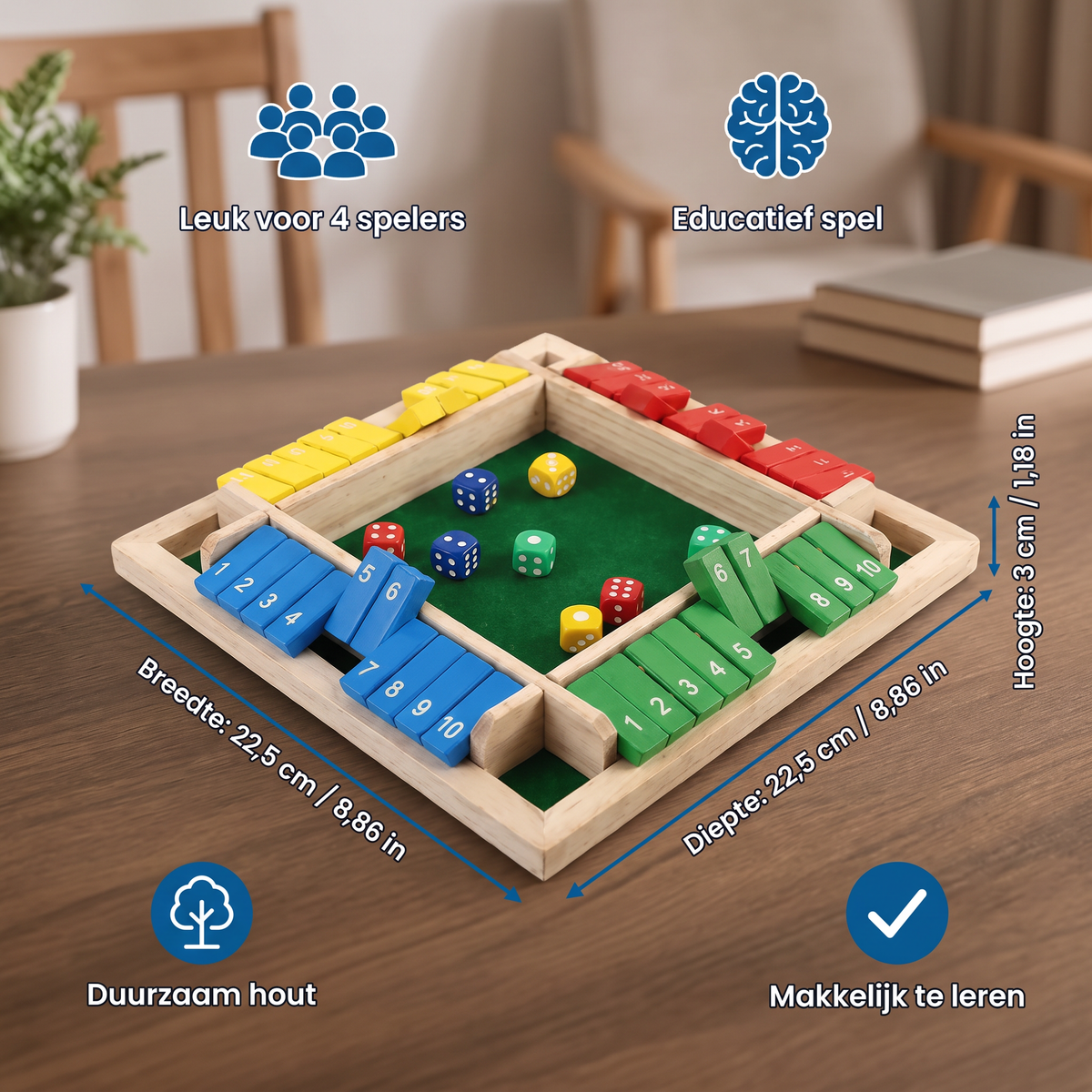 Shut The Box Familiespel Voor 4 Spelers