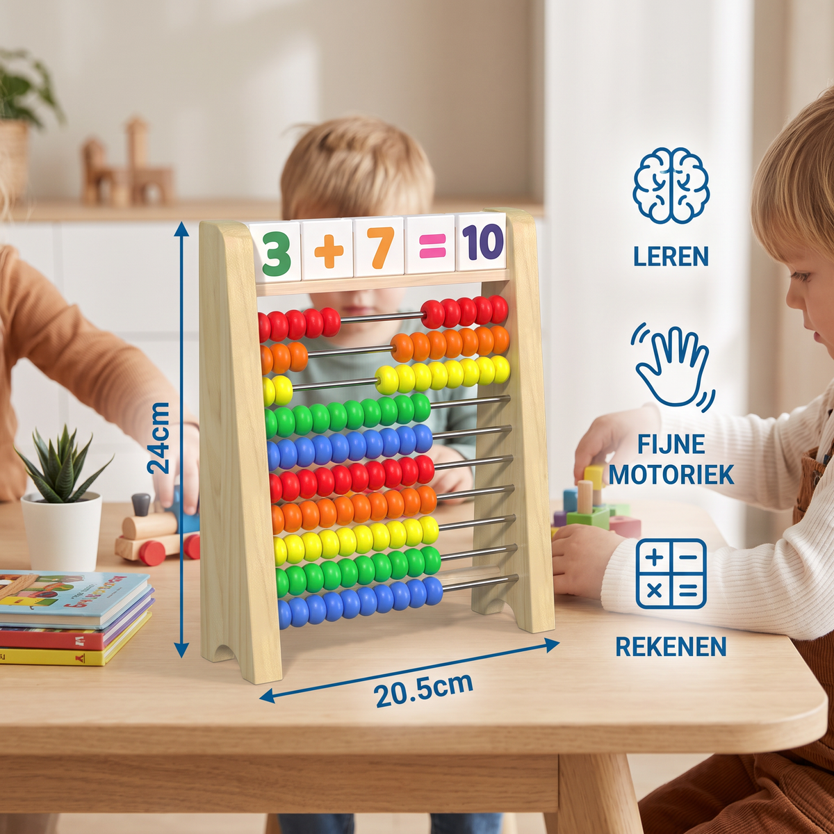 Houten telraam om te leren tellen en rekenen