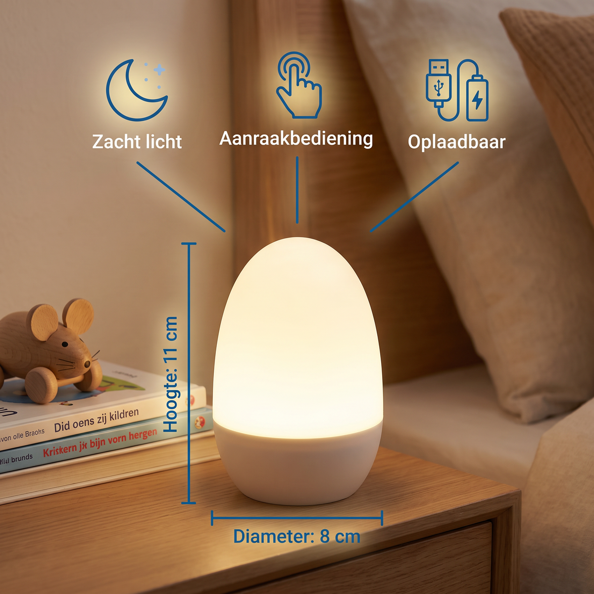 Ei-vormig LED-nachtlampje van Siliconen
