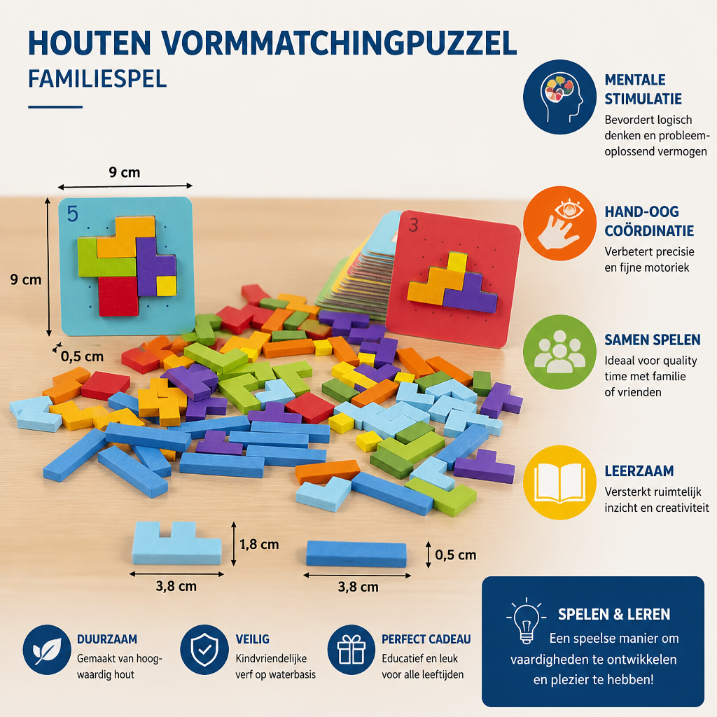 Houten Vormmatchingspuzzel Familiespel