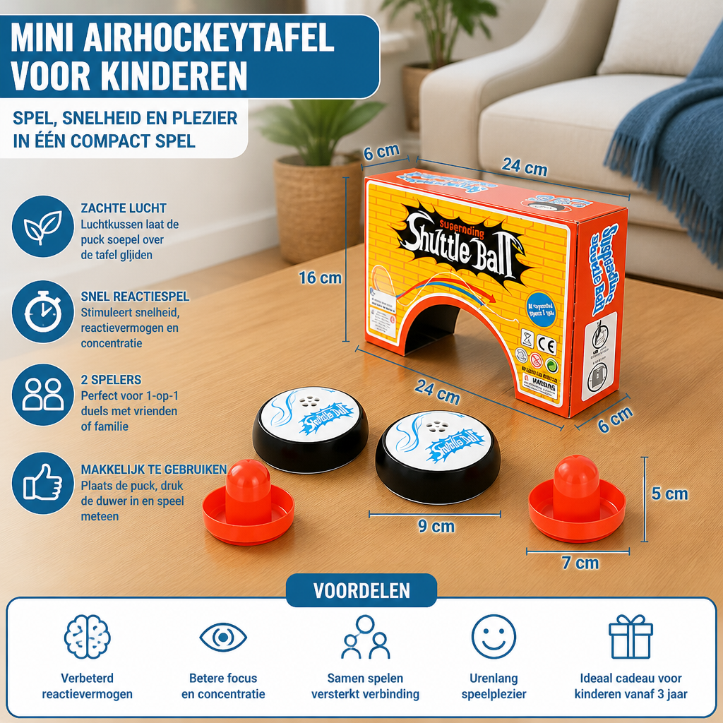 Mini Airhockeytafel Voor Kinderen – Snel Reactiespel Met Pucks