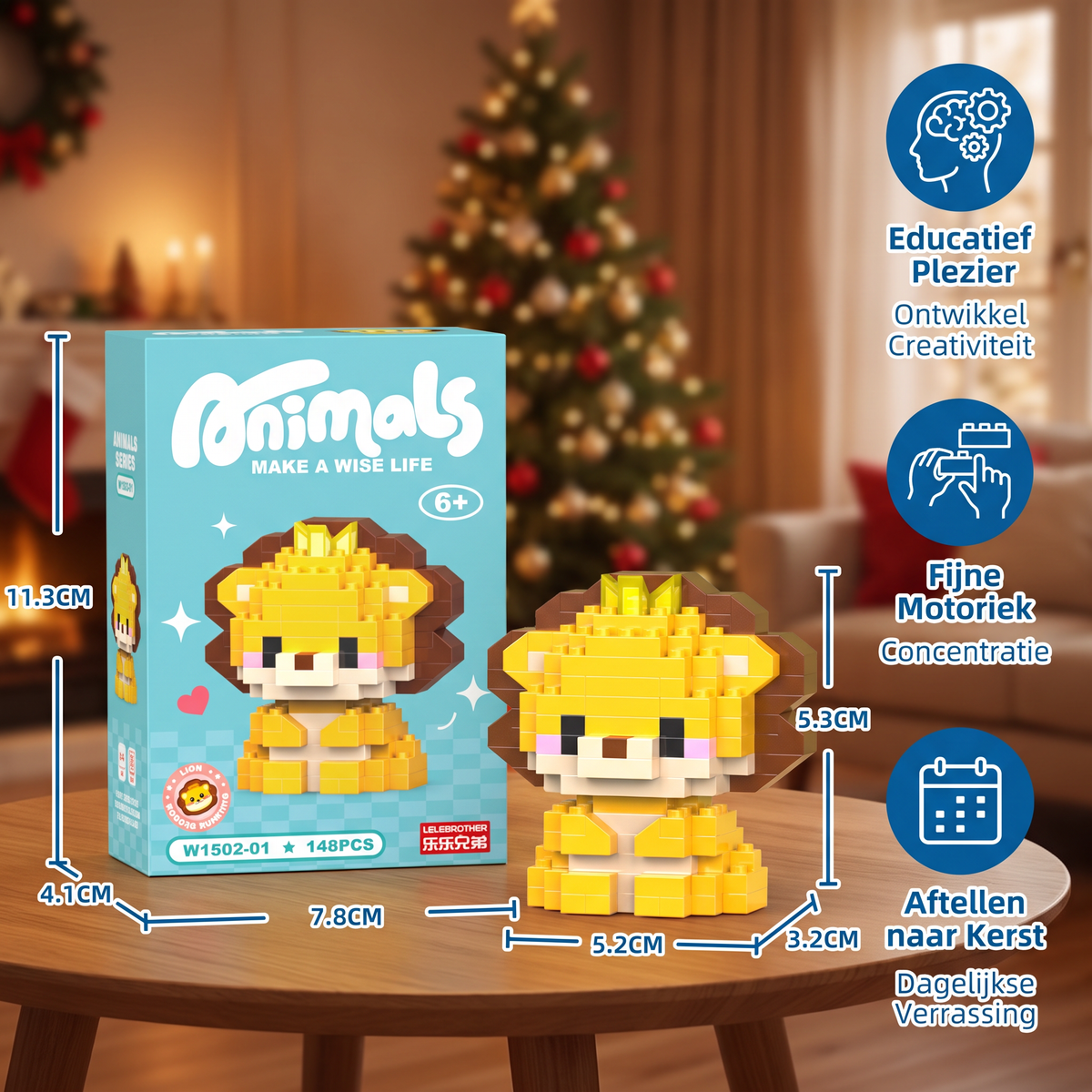 Schattige adventskalender met dierenbouwstenen voor kinderen