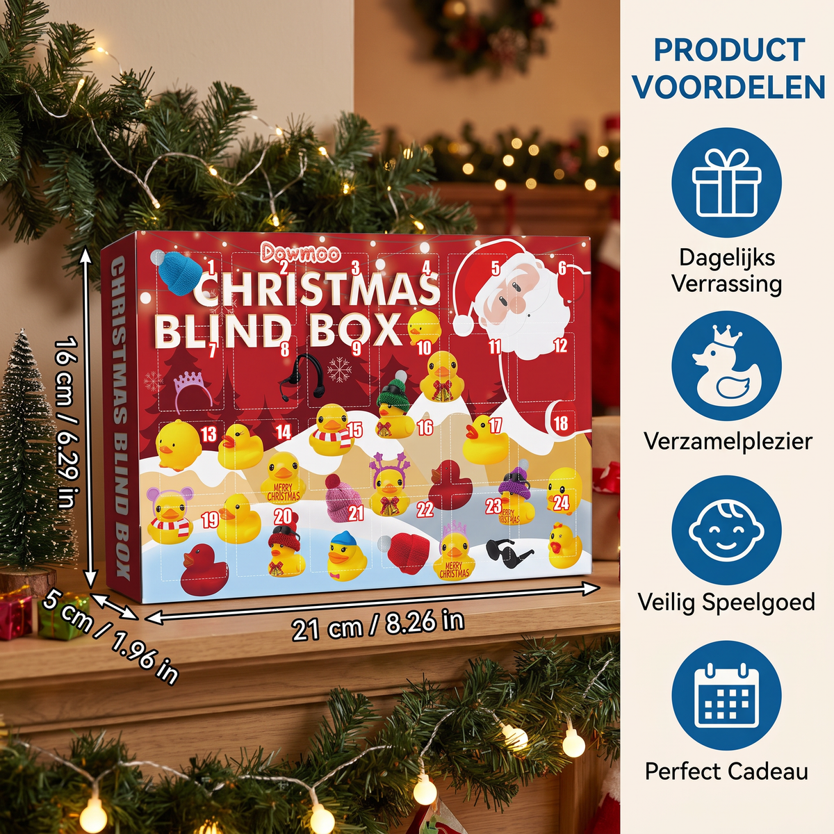 Kerstadventskalender met badeendjes