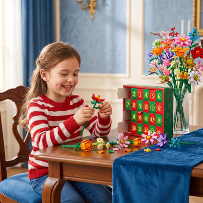 Kerstbloemenboeket Bouwstenen Adventskalender