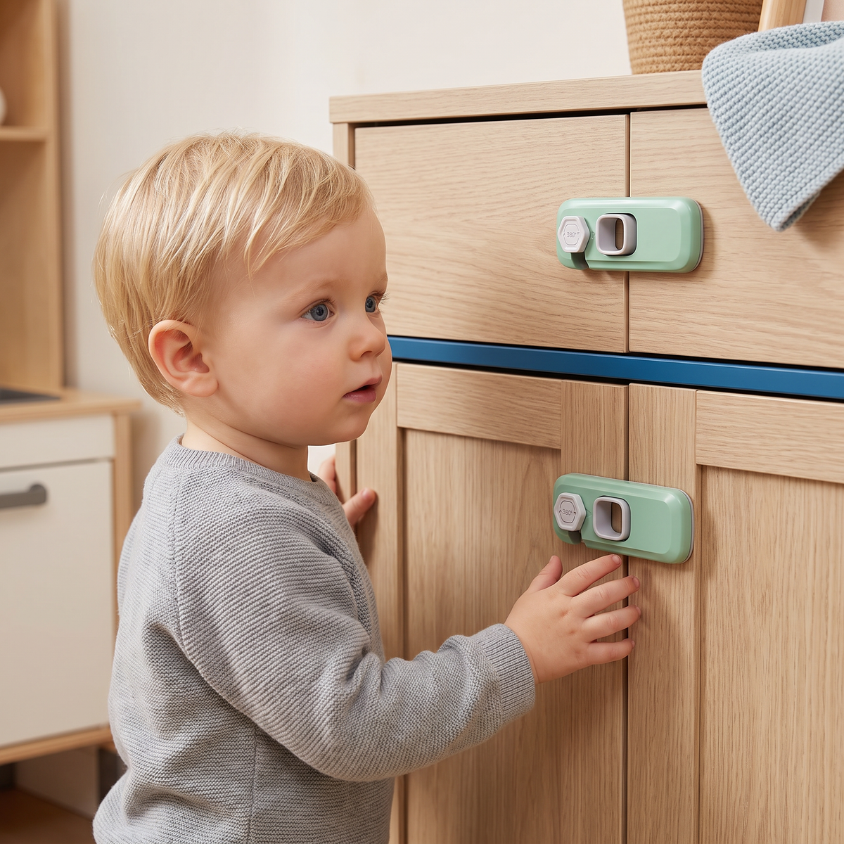 Set van 2 Kinderbeveiligingen voor Kasten, Koelkast en Lades – Multifunctionele Veiligheidsvergrendeling voor Baby’s en Kinderen