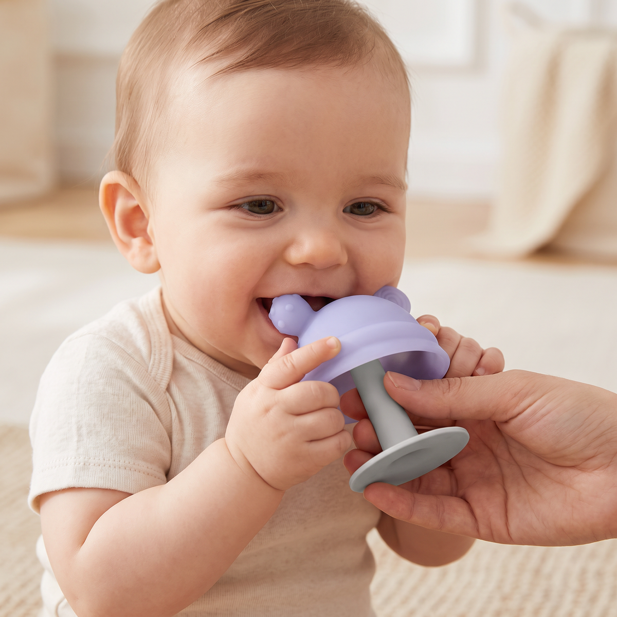 Siliconen Babybijtring In Paddenstoelvorm Voor Kleine Handjes