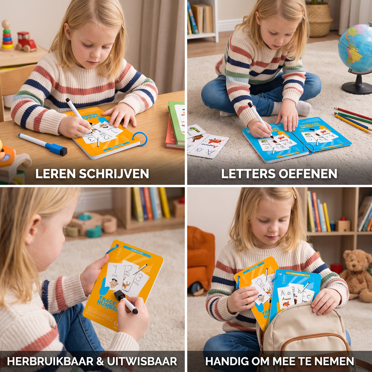 Herbruikbaar cijfer- en letteroefenboek voor kinderen