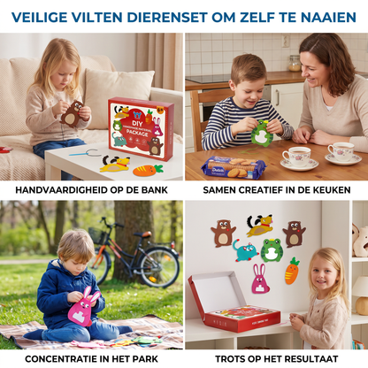 Veilige vilten dierenset om zelf te naaien