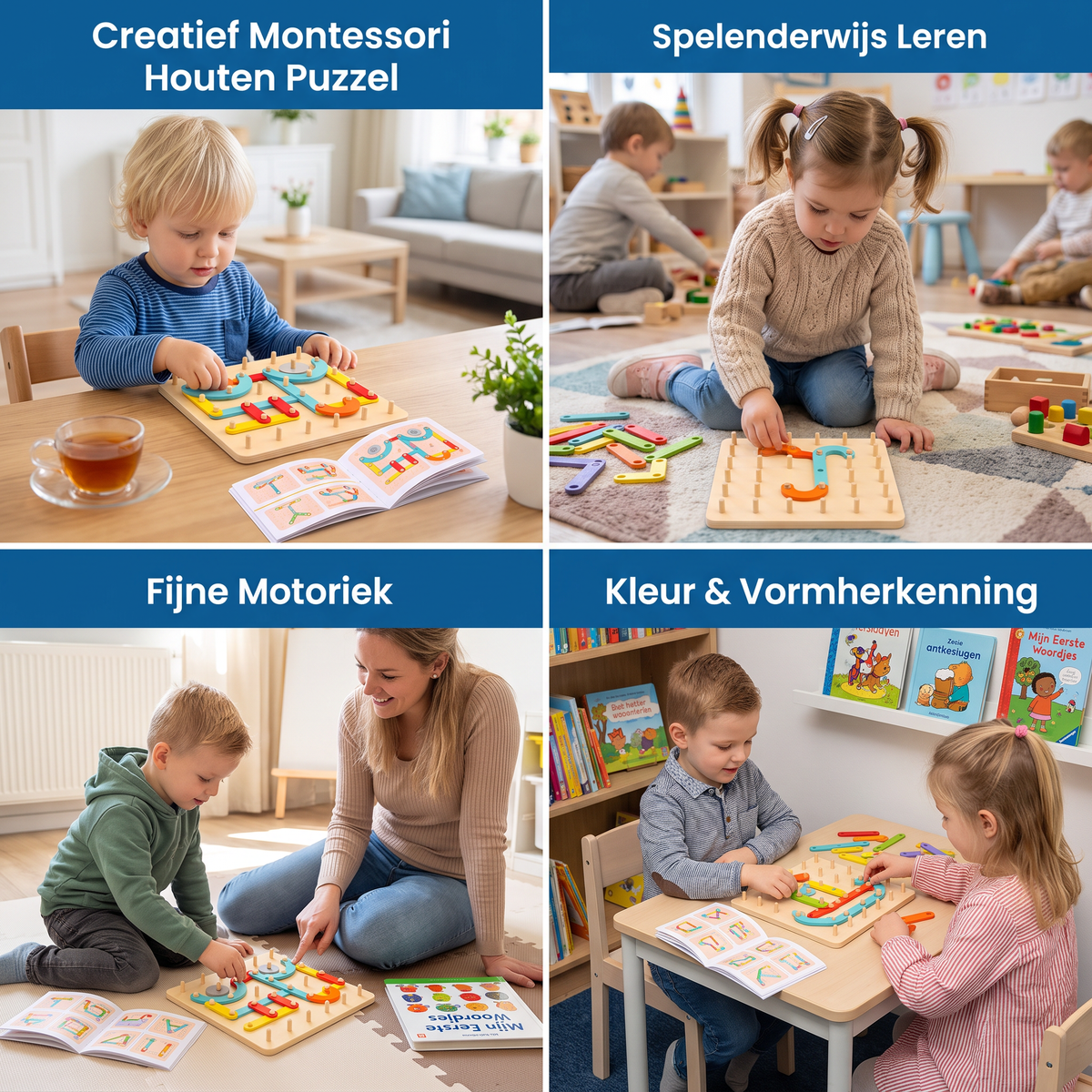 Creatief Montessori houten nagel-puzzel speelgoed