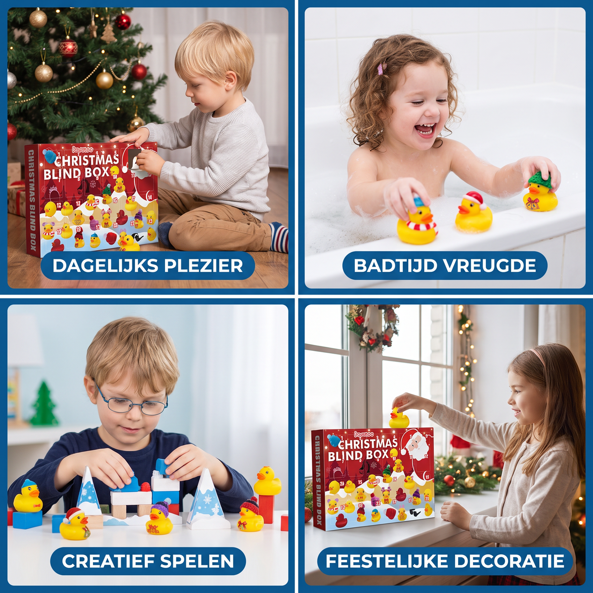 Kerstadventskalender met badeendjes