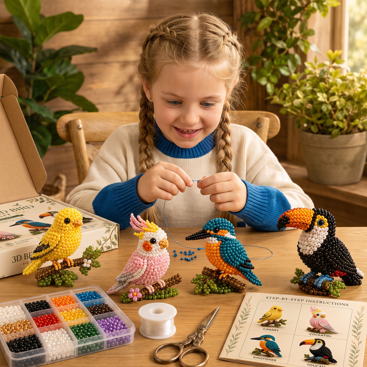 3D-Kralenfiguren Knutselset – DIY-Set voor Mini-Kralenkunst voor Beginners