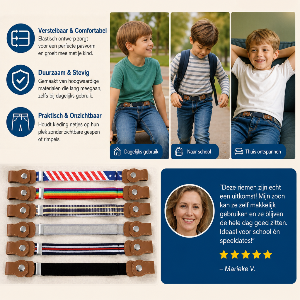 Comfortabele Elastische Kinderriem – Geschikt Voor Elke Leeftijd