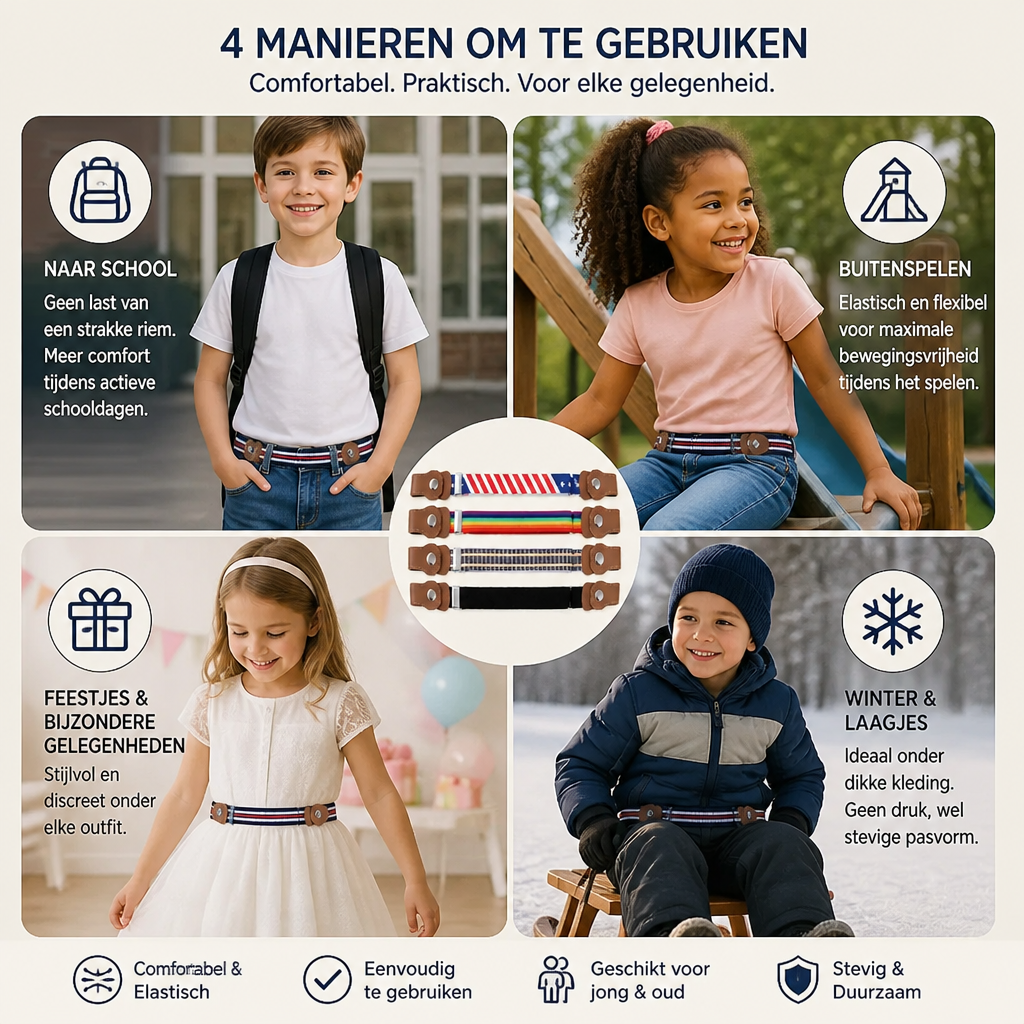 Comfortabele Elastische Kinderriem – Geschikt Voor Elke Leeftijd