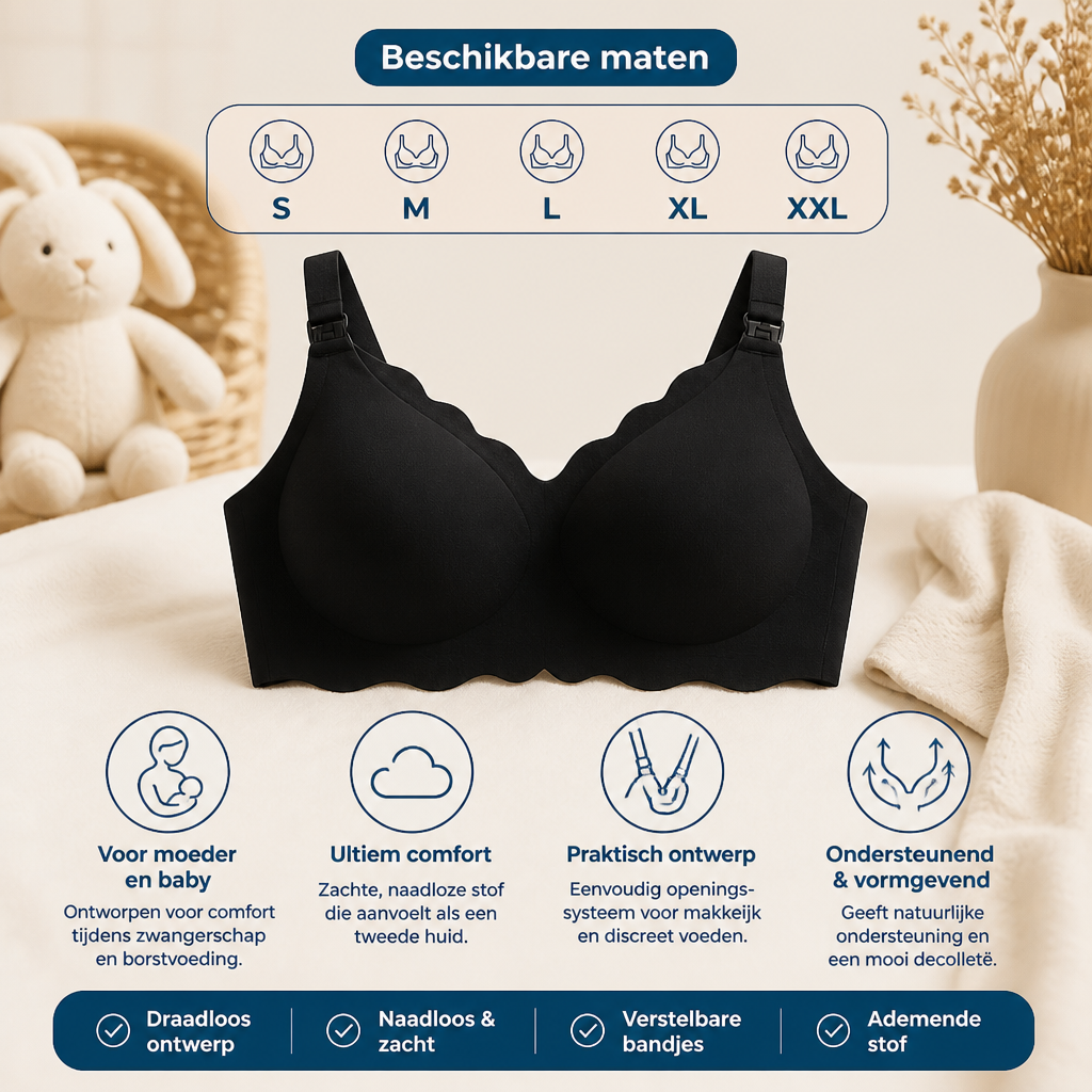 Naadloze Voedings- & Zwangerschaps-BH – Draadloos, Ondersteunend En Comfortabel Met Push-Up Effect