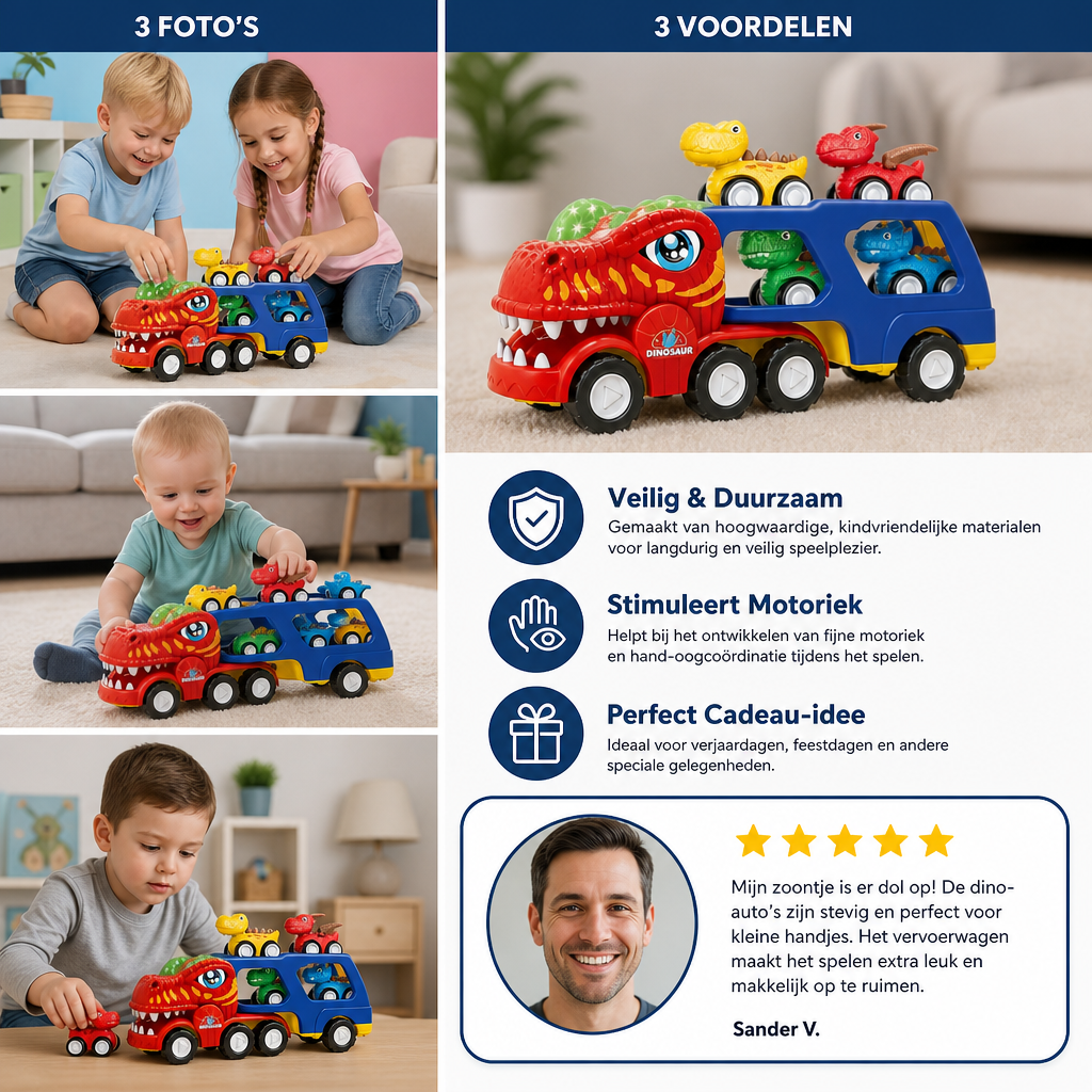 Speelgoedset “Dinosaurustransporter” Met Mini-Dinoauto's