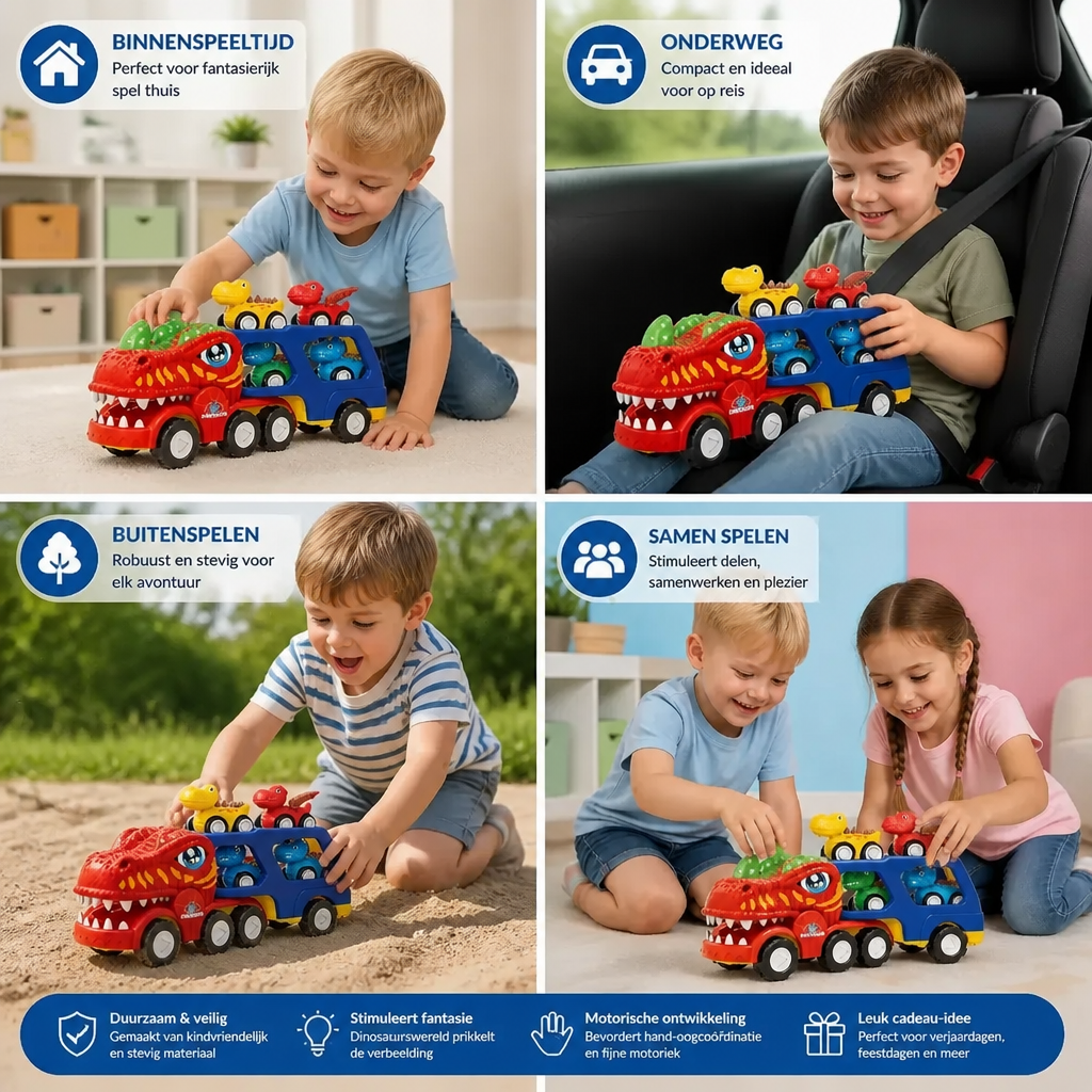 Speelgoedset “Dinosaurustransporter” Met Mini-Dinoauto's