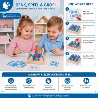 Houten Puzzel Met Geometrische Patronen – Spel Ter Bevordering Van Logisch Denken En Ruimtelijk Inzicht