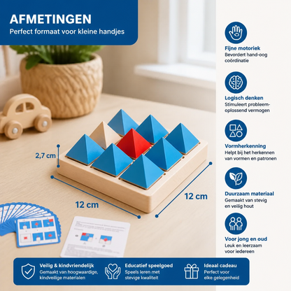 Houten Puzzel Met Geometrische Patronen – Spel Ter Bevordering Van Logisch Denken En Ruimtelijk Inzicht