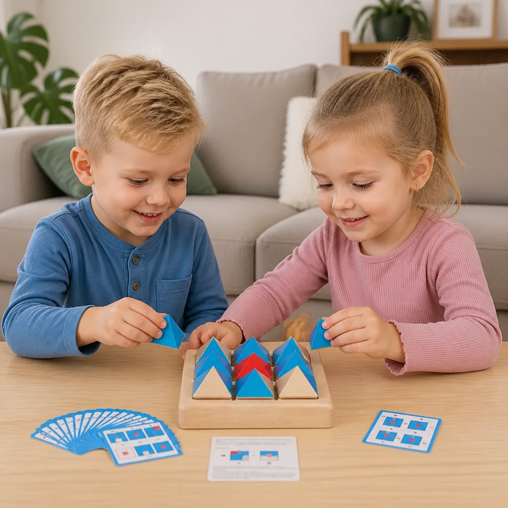 Houten Puzzel Met Geometrische Patronen – Spel Ter Bevordering Van Logisch Denken En Ruimtelijk Inzicht