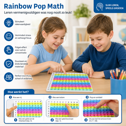 Rainbow Pop Math – Leerspeelgoed Voor Vermenigvuldigen Met Fidget-Effect