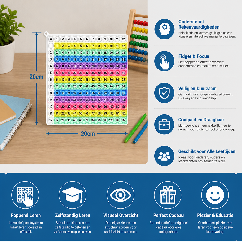 Rainbow Pop Math – Leerspeelgoed Voor Vermenigvuldigen Met Fidget-Effect