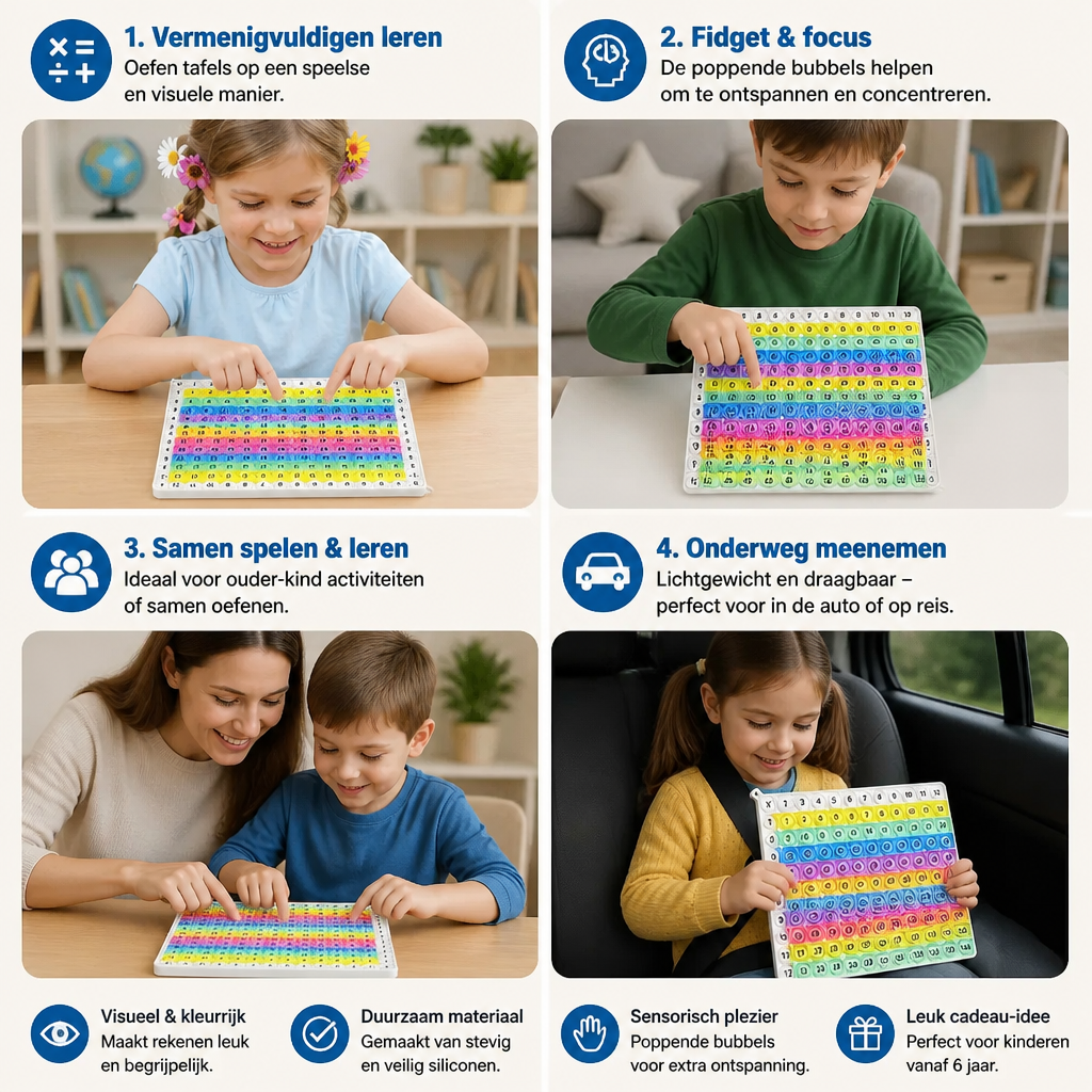 Rainbow Pop Math – Leerspeelgoed Voor Vermenigvuldigen Met Fidget-Effect