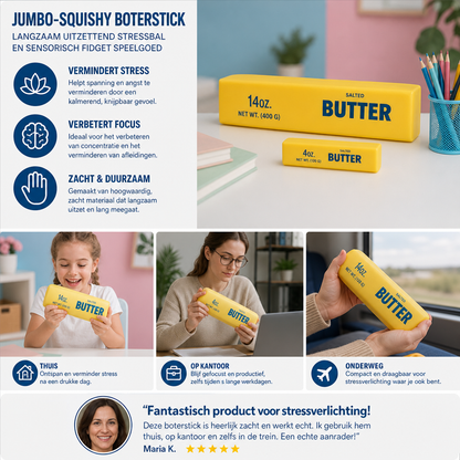 Jumbo-Squishy Boterstick – Langzaam Uitzettend Stressbal En Sensorisch Fidget Speelgoed