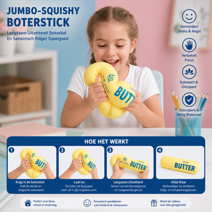 Jumbo-Squishy Boterstick – Langzaam Uitzettend Stressbal En Sensorisch Fidget Speelgoed