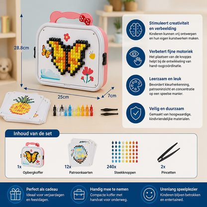 Montessori Mozaïekpuzzelset Voor Kinderen Met Paddenstoelen En Steekknoppen